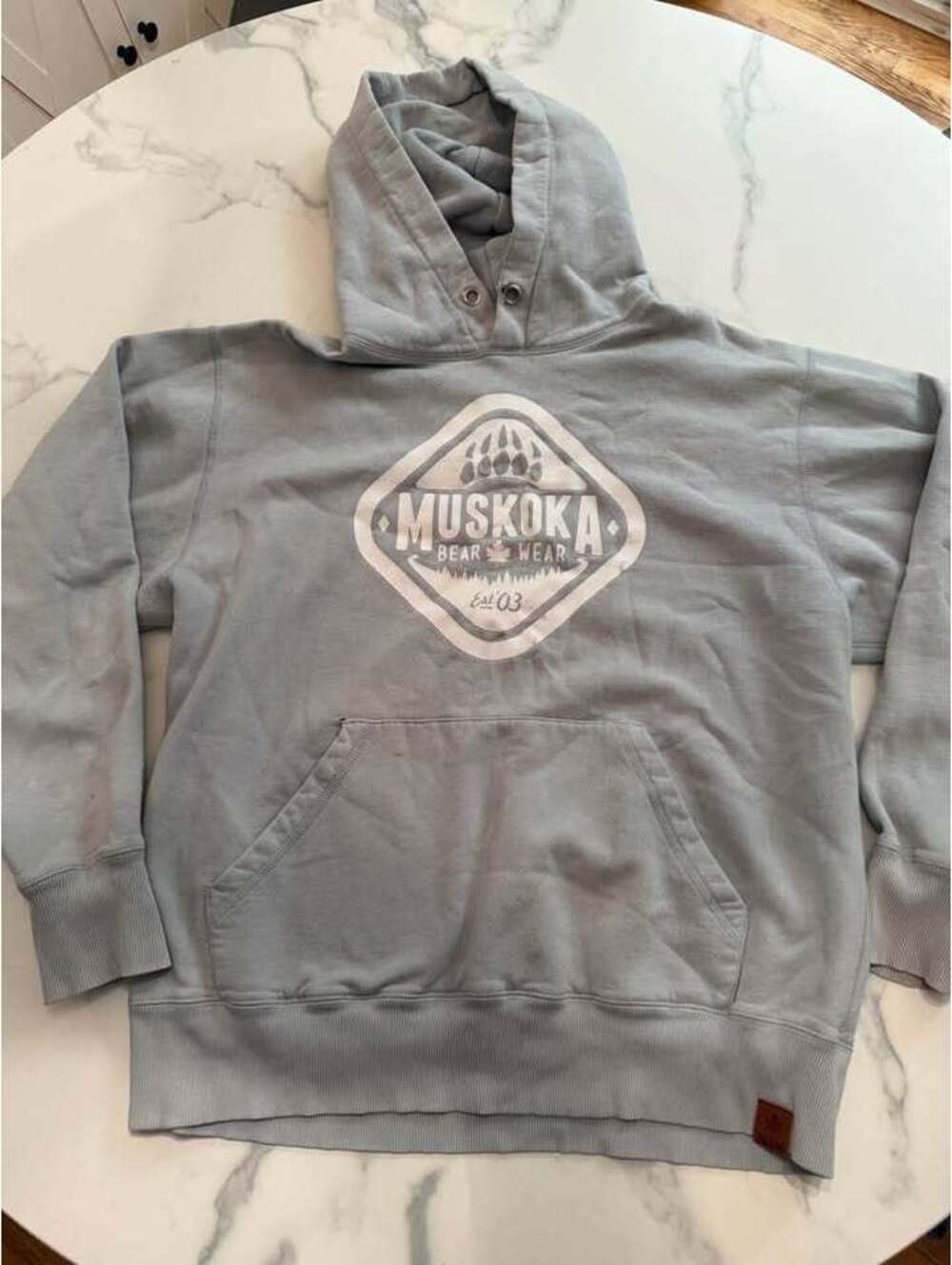 Womans Bear Wear hoodie. Light blue XL
